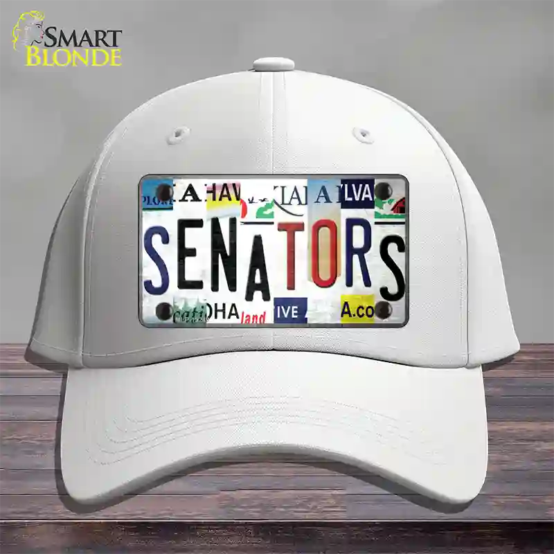 Senators Strip Art Novelty License Plate Hat Tag Cotton White