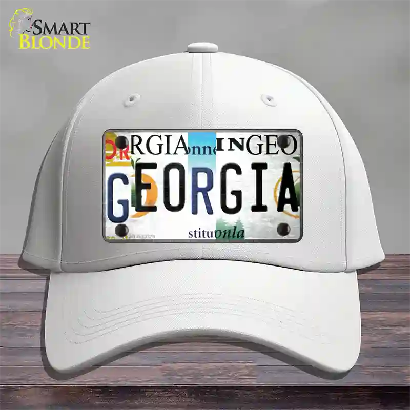 Georgia Strip Art Novelty License Plate Hat Tag Cotton White