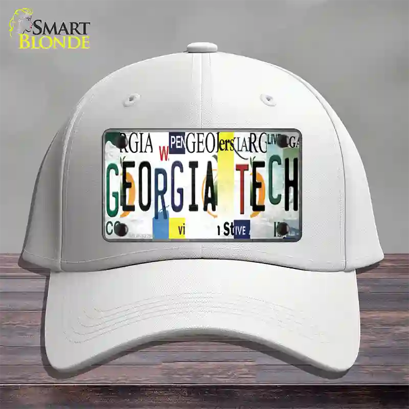 Georgia Tech Strip Art Novelty License Plate Hat Tag Cotton White