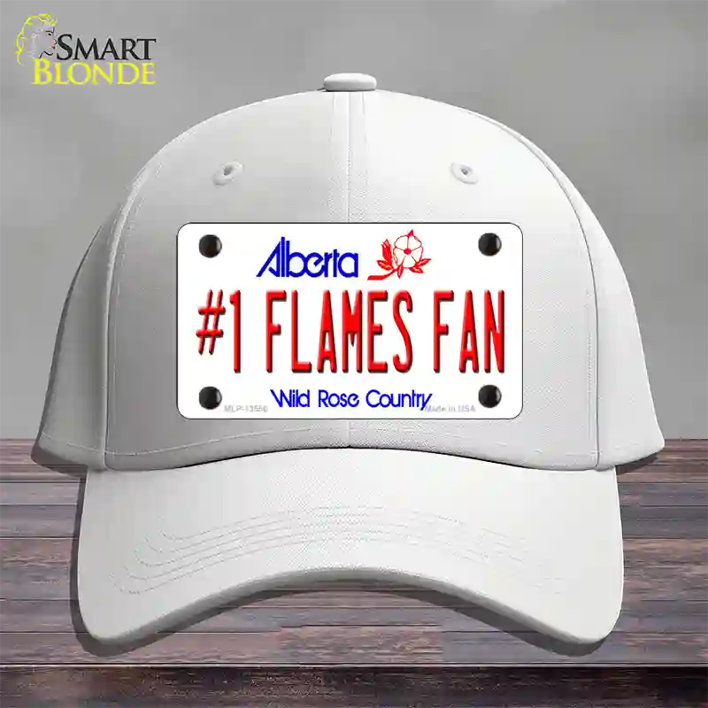 Number 1 Flames Fan Novelty License Plate Hat Tag Cotton / White
