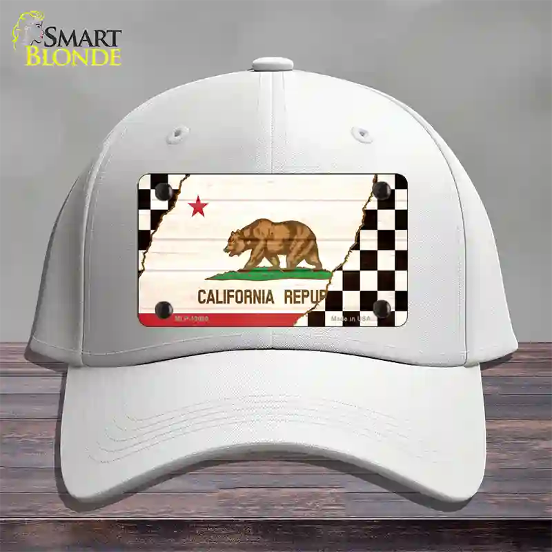 California Racing Flag Novelty License Plate Hat Tag Cotton White