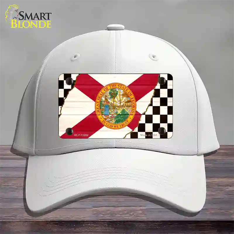 Florida Racing Flag Novelty License Plate Hat Tag Cotton White