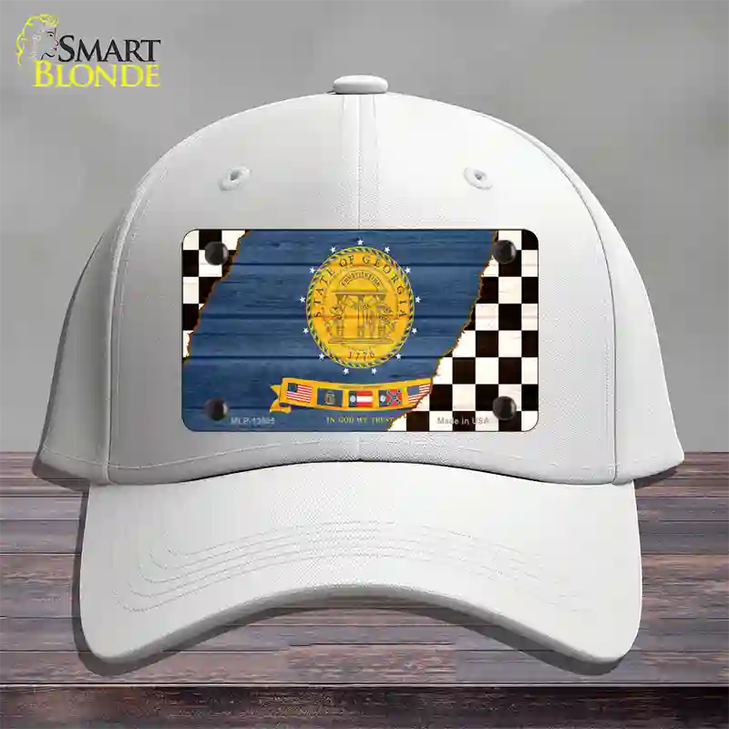 Georgia Racing Flag Novelty License Plate Hat Tag Cotton White