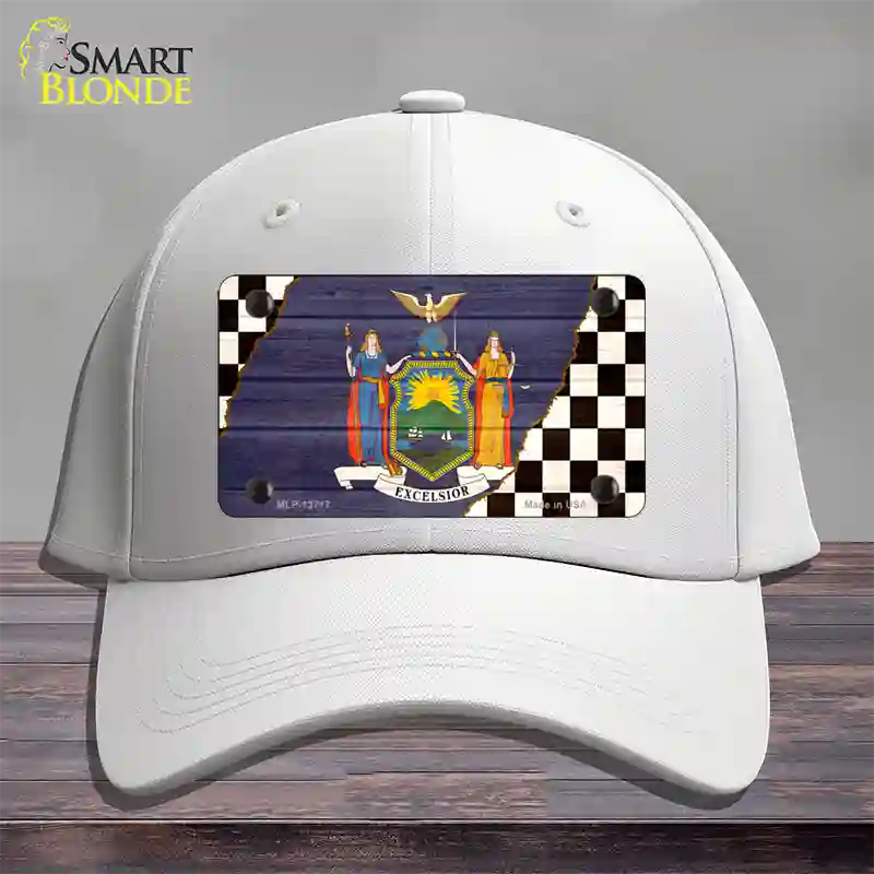 New York Racing Flag Novelty License Plate Hat Tag Cotton White