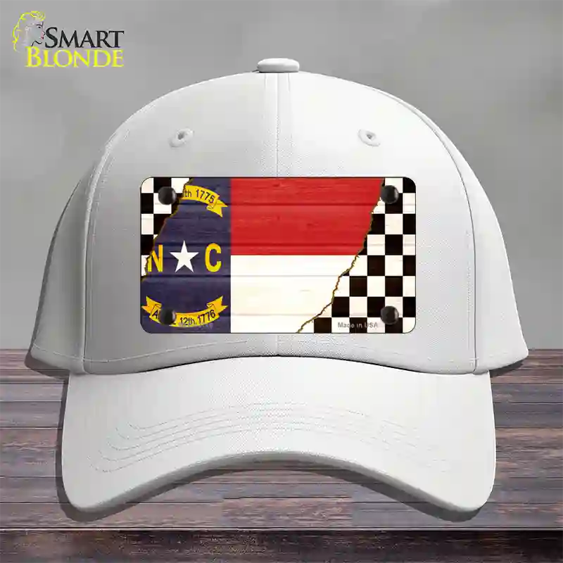 North Carolina Racing Flag Novelty License Plate Hat Tag Cotton White