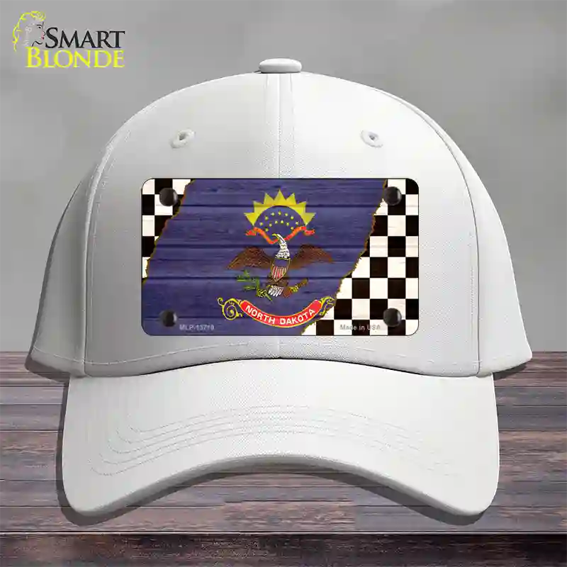 North Dakota Racing Flag Novelty License Plate Hat Tag Cotton White
