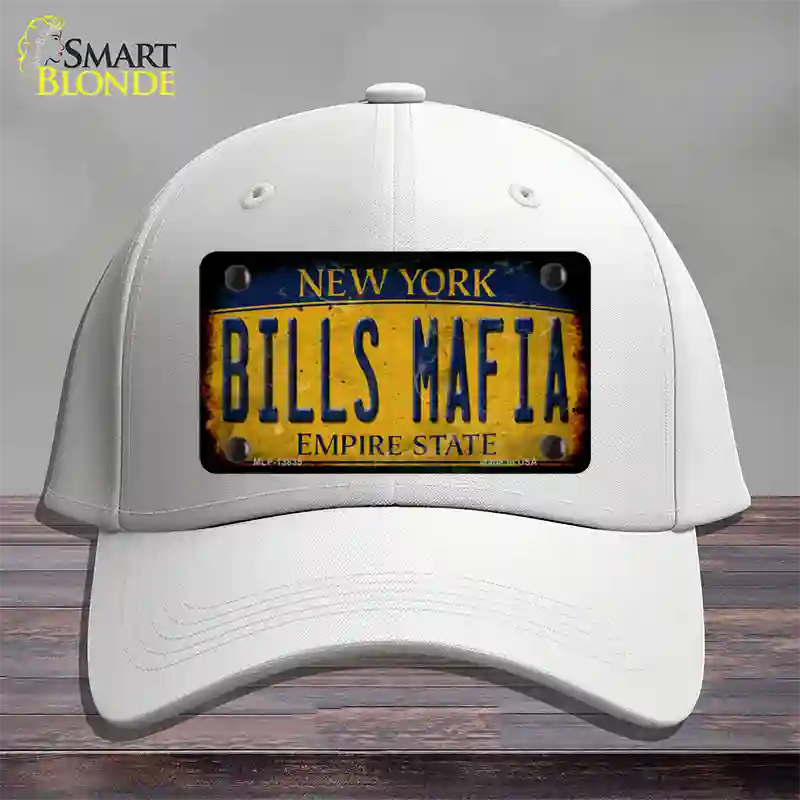 Bills Mafia New York Yellow Rusty Novelty License Plate Hat Tag Cotton White