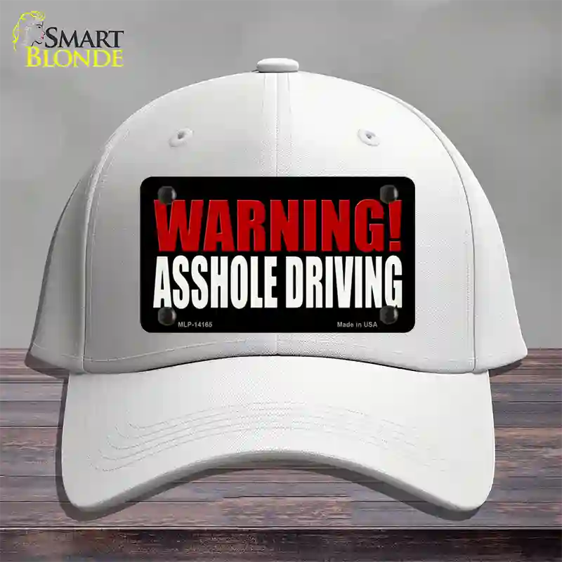 Warning Asshole Driving Novelty License Plate Hat Cotton / White
