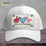 Peace Love Flamingos Novelty License Plate Hat Cotton / White