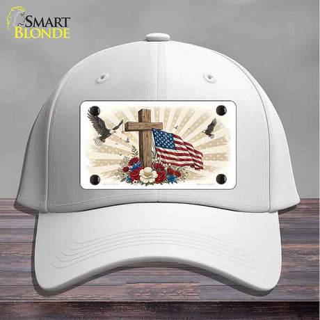 Eagle Flag and Cross Novelty License Plate Hat HAT-MLP-14510
