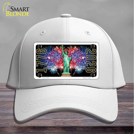 Lady Liberty Fireworks Novelty License Plate Hat HAT-MLP-14549 Cotton White