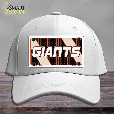 White cap with 'GIANTS' license plate design on a gray background