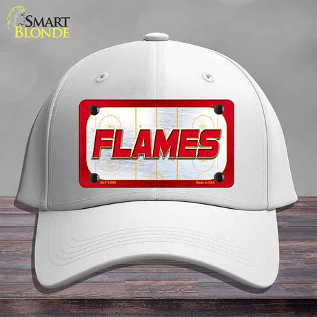 FLAMES Graphic Novelty License Plate Hat HAT-MLP-14660 Cotton White