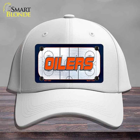 OILERS Graphic Novelty License Plate Hat HAT-MLP-14667 Cotton White