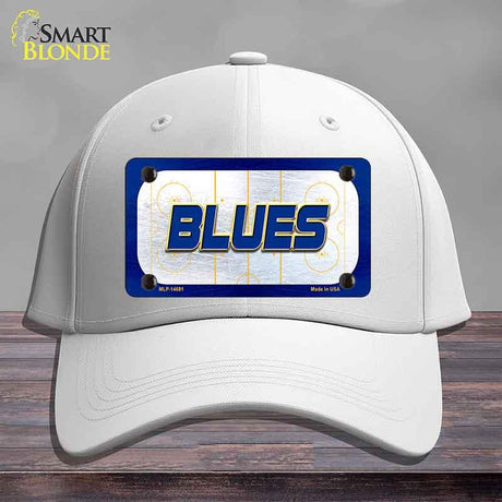 BLUES Graphic Novelty License Plate Hat HAT-MLP-14681 Cotton White