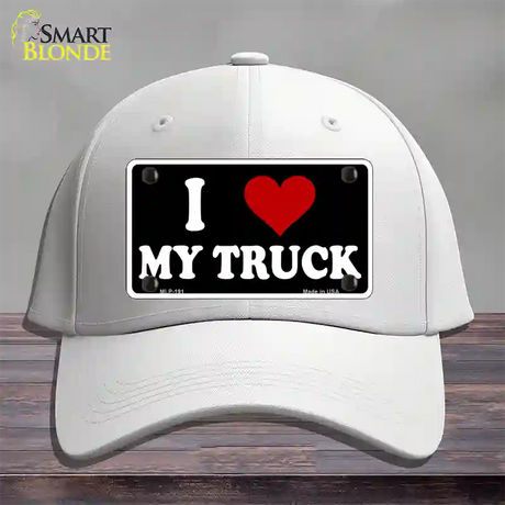 I Love My Truck Black Novelty License Plate Hat Cotton / White