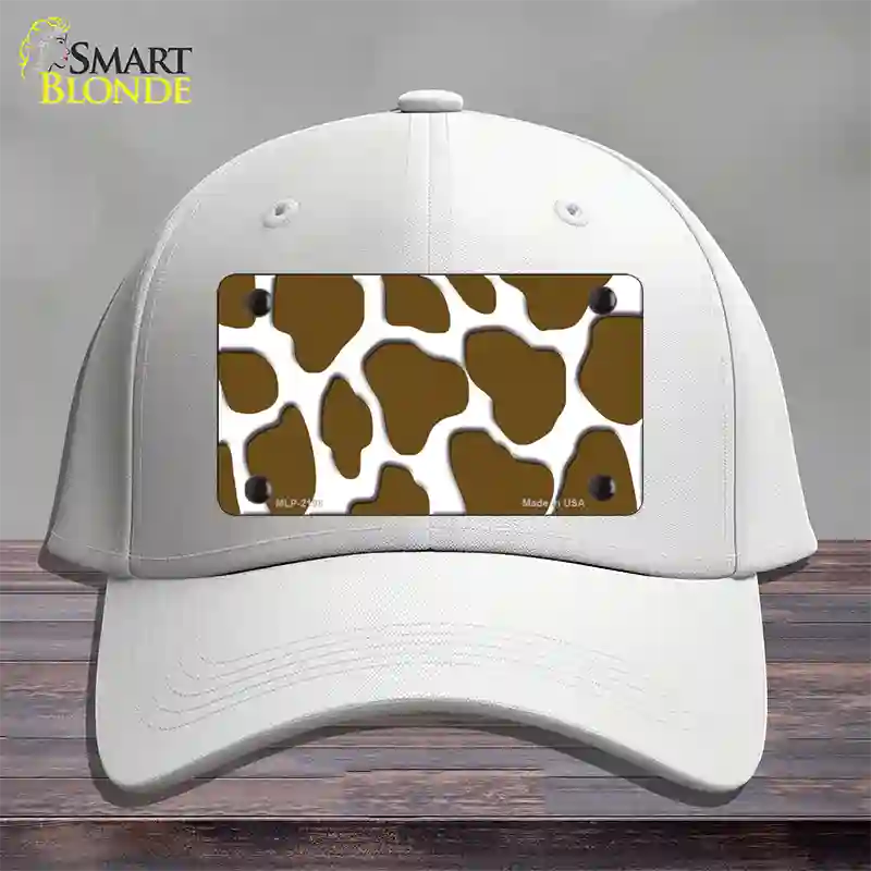 Brown White Giraffe Novelty License Plate Hat Cotton / White
