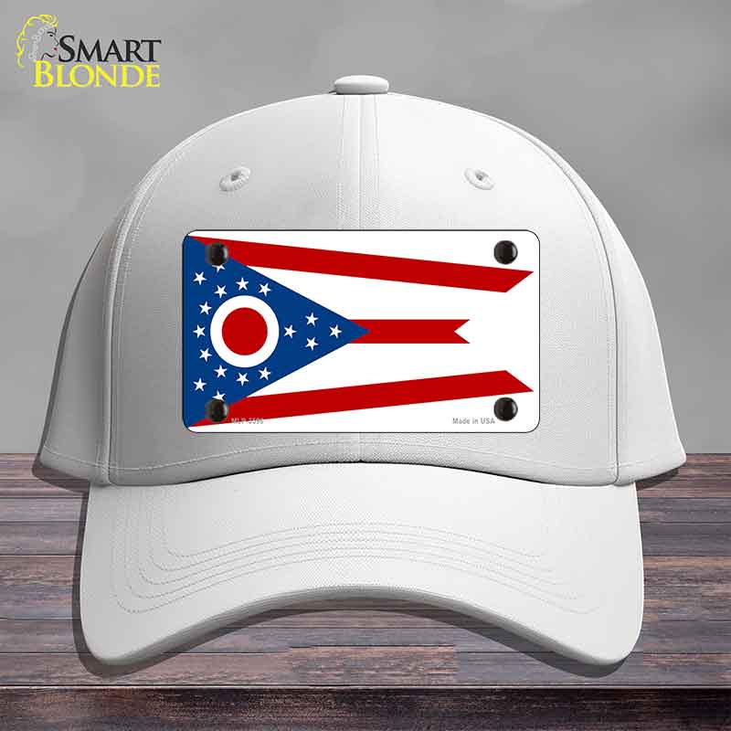 Ohio State Flag Novelty License Plate Hat Cotton White