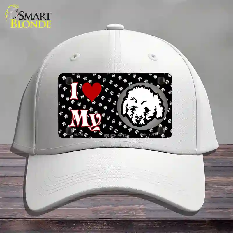 I Love My Bichon Frise Novelty License Plate Hat Cotton / White