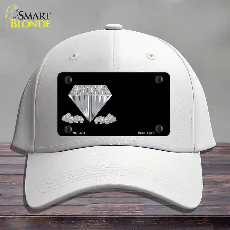 Diamonds Offset Novelty License Plate Hat Cotton / White