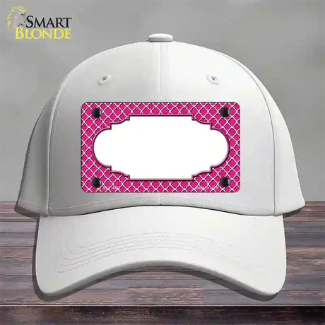 Pink White Quatrefoil Center Scallop Novelty License Plate Hat Cotton / White