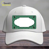 Green White Quatrefoil Center Scallop Novelty License Plate Hat Cotton / White