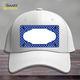 Blue White Quatrefoil Center Scallop Novelty License Plate Hat Cotton / White