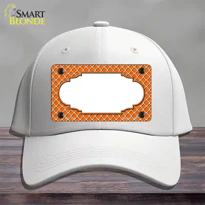 Orange White Quatrefoil Center Scallop Novelty License Plate Hat Cotton / White