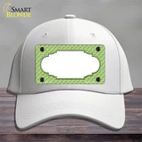 Lime Green White Quatrefoil Center Scallop Novelty License Plate Hat Cotton / White