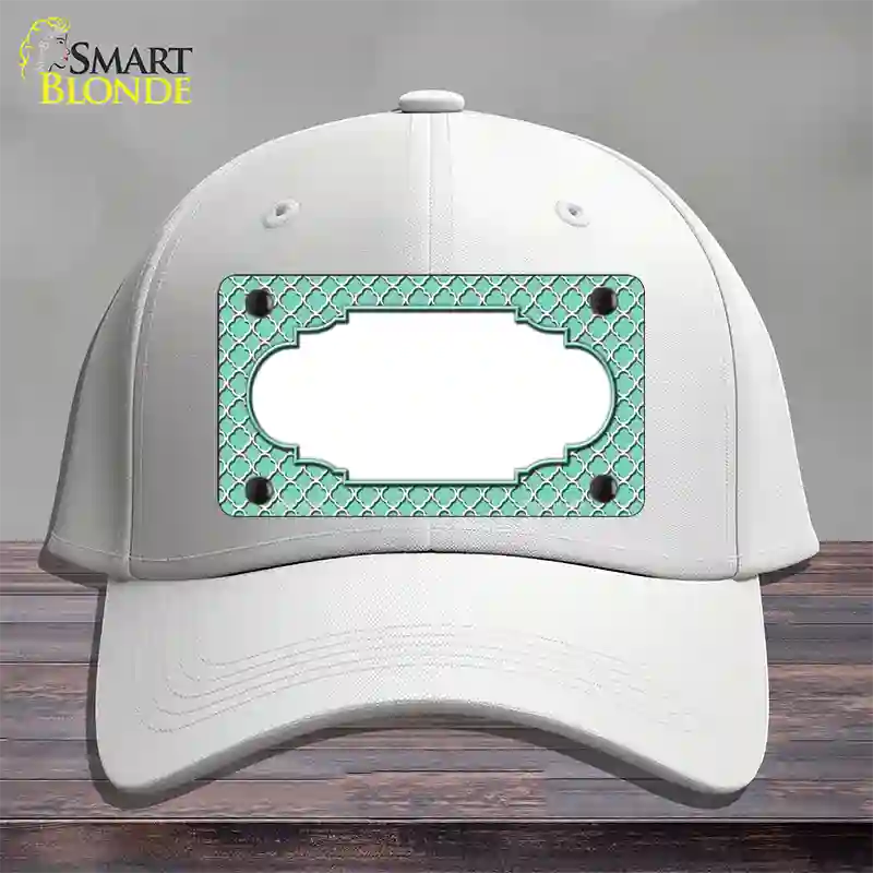 Mint White Quatrefoil Center Scallop Novelty License Plate Hat Cotton / White