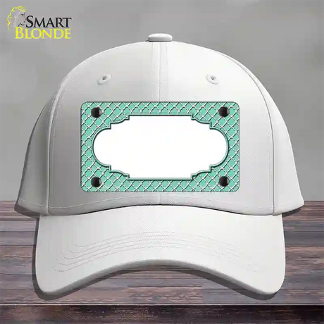 Mint White Quatrefoil Center Scallop Novelty License Plate Hat Cotton / White
