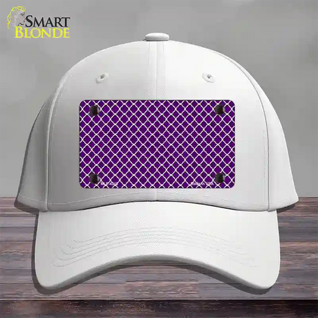 Purple White Quatrefoil Novelty License Plate Hat Cotton / White