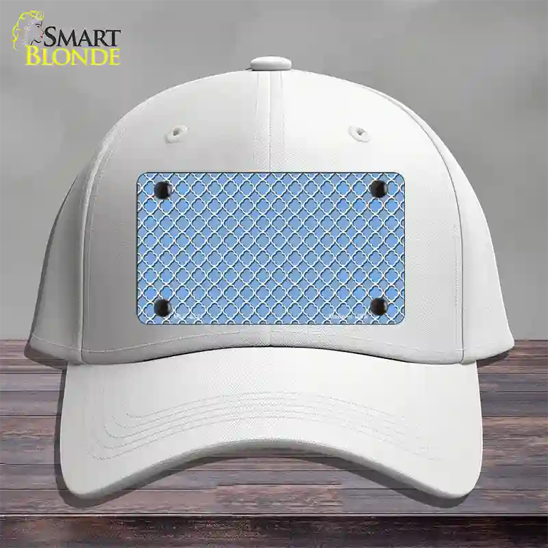 Light Blue White Quatrefoil Novelty License Plate Hat Cotton / White
