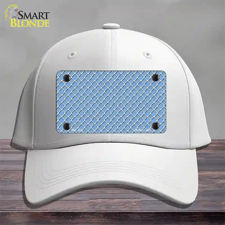 Light Blue White Quatrefoil Novelty License Plate Hat Cotton / White
