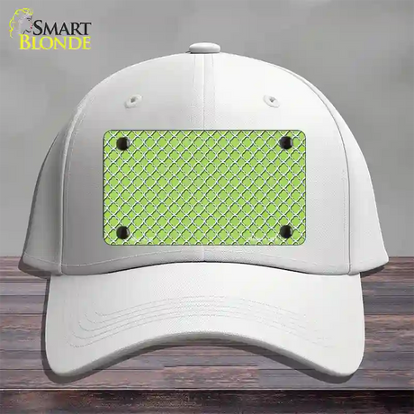 Lime Green White Quatrefoil Novelty License Plate Hat Cotton / White