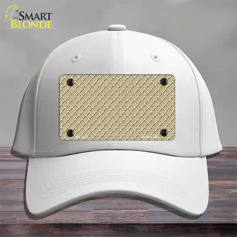 Gold White Quatrefoil Novelty License Plate Hat Cotton / White