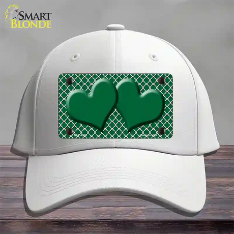Green White Quatrefoil Green Center Hearts Novelty License Plate Hat Cotton / White