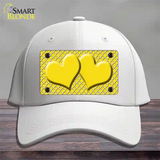 Yellow White Quatrefoil Yellow Center Hearts Novelty License Plate Hat Cotton / White