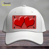 Red White Quatrefoil Red Center Hearts Novelty License Plate Hat Cotton / White