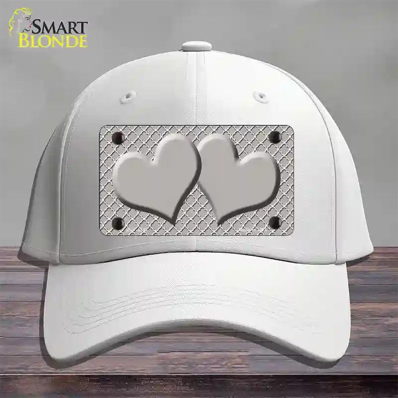 Grey White Quatrefoil Grey Center Hearts Novelty License Plate Hat Cotton / White