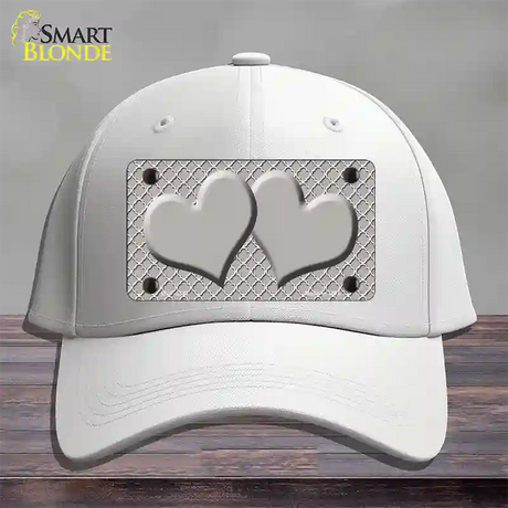 Grey White Quatrefoil Grey Center Hearts Novelty License Plate Hat Cotton / White