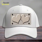 Tan White Quatrefoil Tan Center Hearts Novelty License Plate Hat Cotton / White