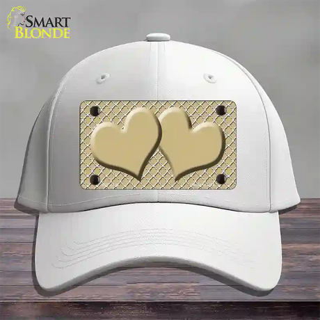 Gold White Quatrefoil Gold Center Hearts Novelty License Plate Hat Cotton / White
