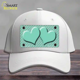 Mint White Quatrefoil And Mint Center Hearts Novelty License Plate Hat Cotton / White