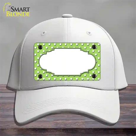 Scallop Lime Green White Polka Dot Novelty License Plate Hat Cotton / White