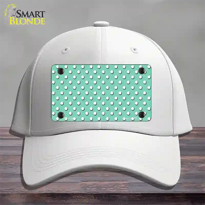 Mint Polka Dot Novelty License Plate Hat Cotton / White