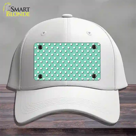 Mint Polka Dot Novelty License Plate Hat Cotton / White