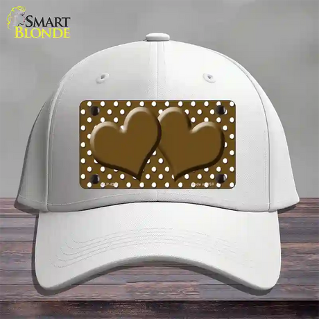 Brown White Polka Dot Center Hearts Novelty License Plate Hat Cotton / White