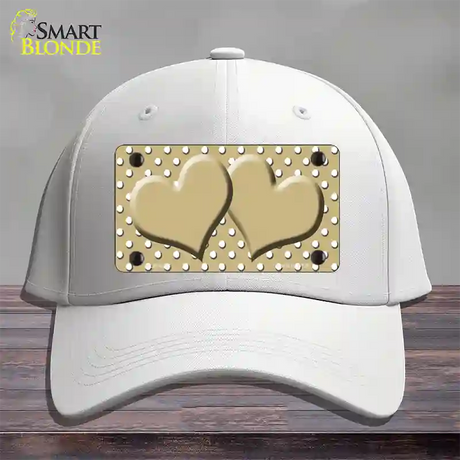 Gold White Polka Dot Center Hearts Novelty License Plate Hat Cotton / White