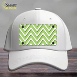 Lime Green White Large Chevron Novelty License Plate Hat Cotton / White